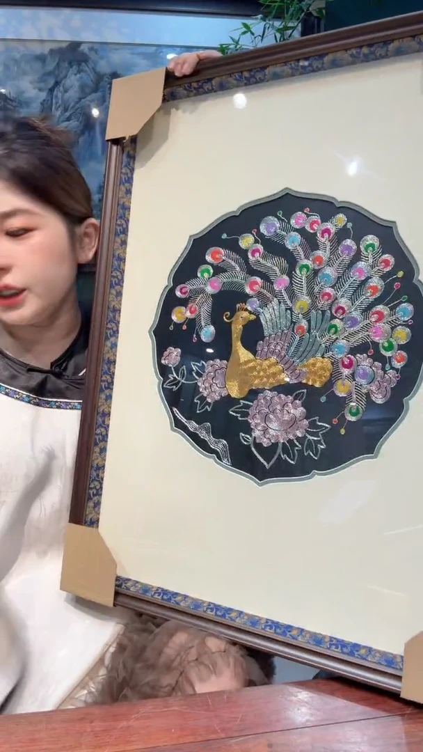 刺绣非遗苏绣手工刺绣单面绣孔雀