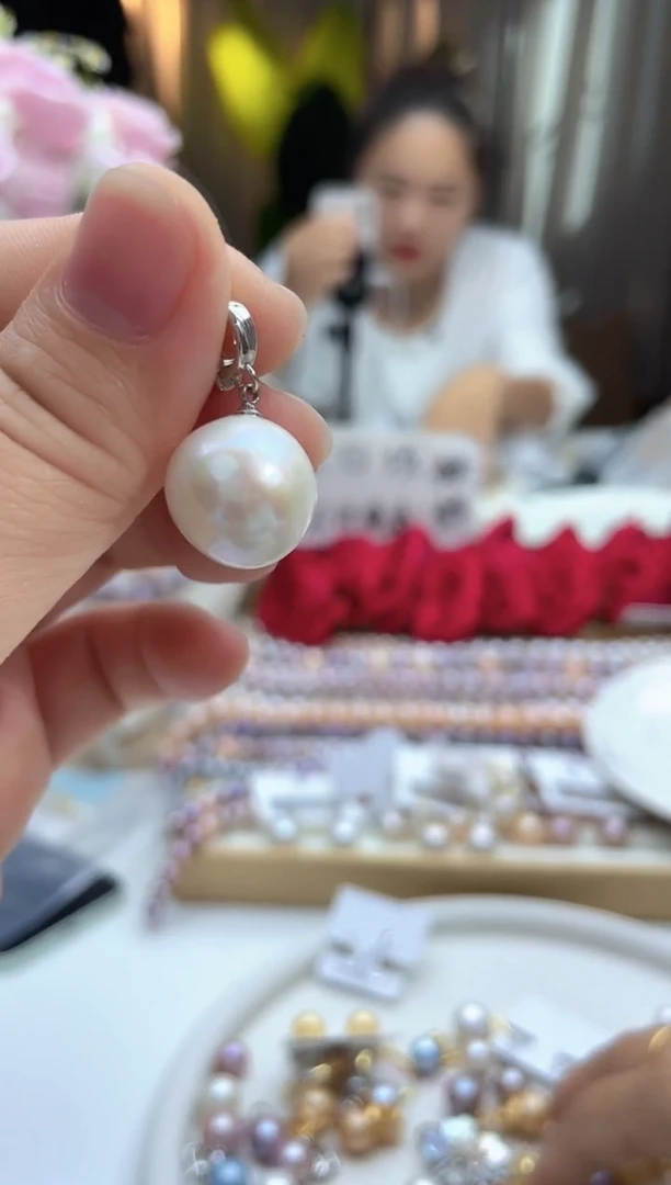 吊坠(不含链)未镶嵌淡水珍珠15mm白珠万能扣