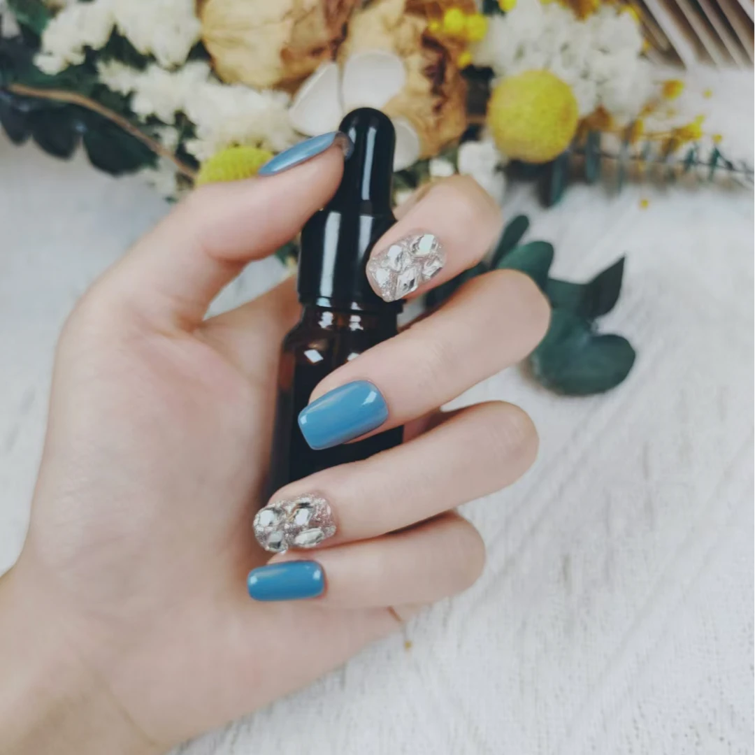 【米诺●蓝钻】高端光疗美甲可拆卸ins风纯手工短款穿戴甲高级