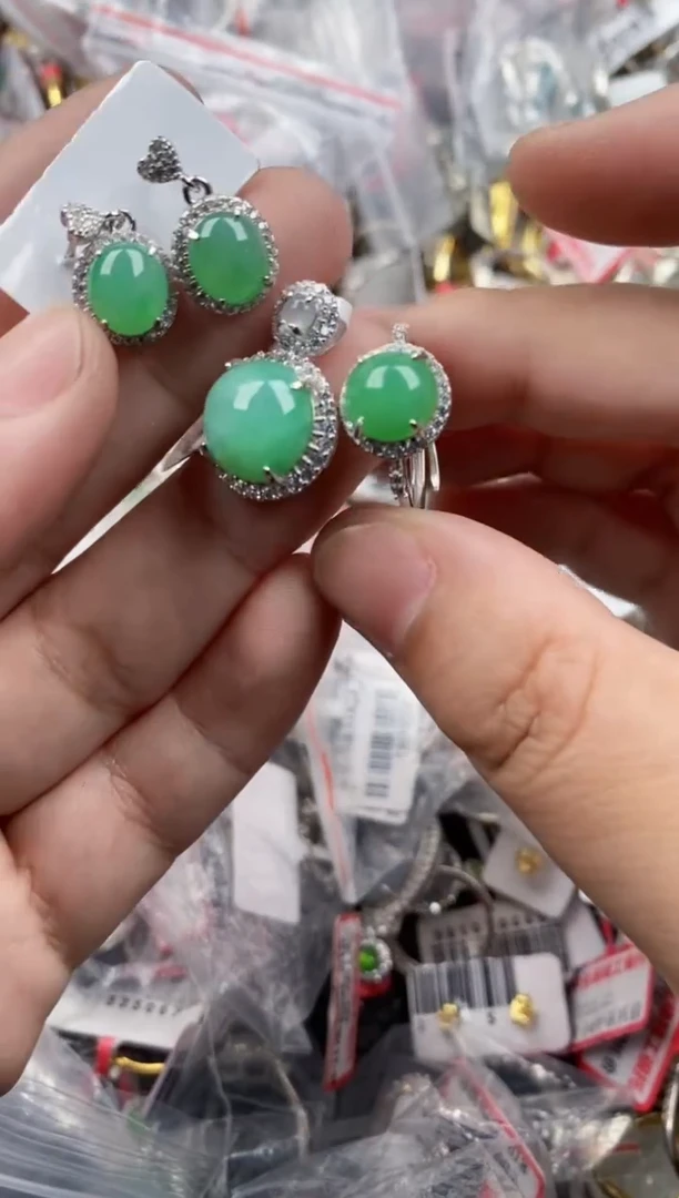 银S925镶嵌戒指翡翠66666   8