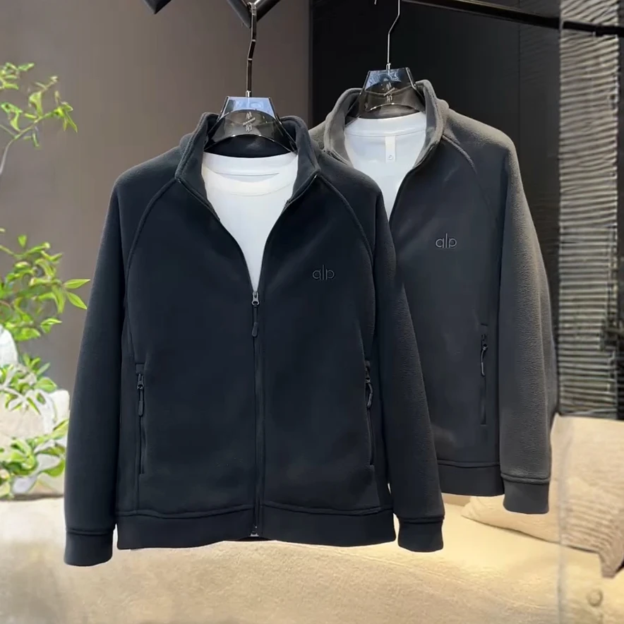 2025秋冬双面摇粒绒抓绒外套保暖加厚立领户外纯色长袖宽松型卫衣