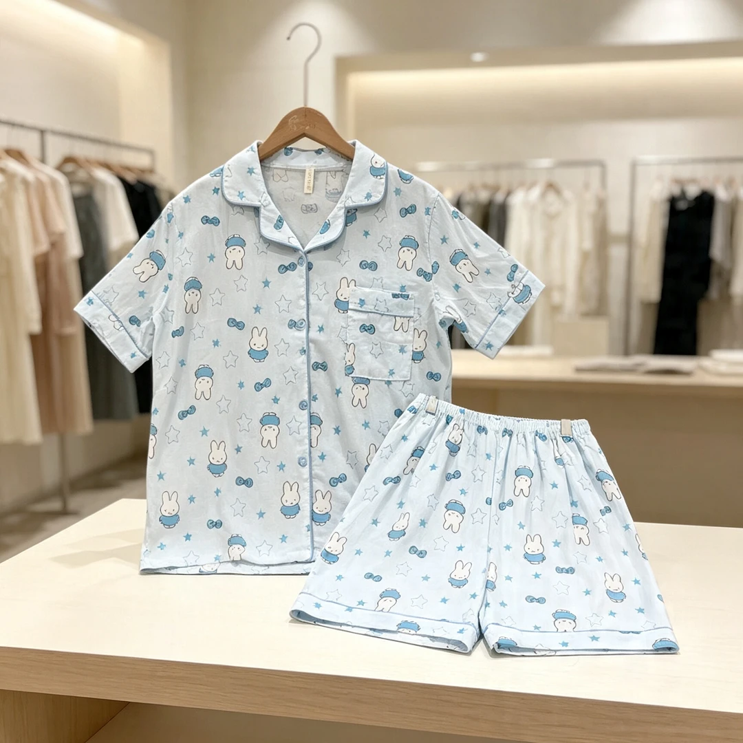 米菲兔夏季卡通可爱少女睡衣短袖短裤宽松舒适可外穿家居服套