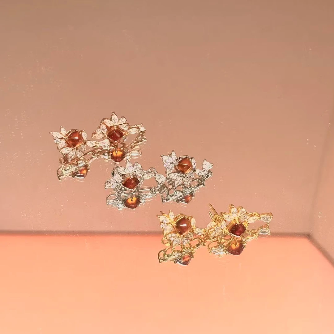 S925银镶嵌石榴石（芬达石）三色可选拍一发一多样性