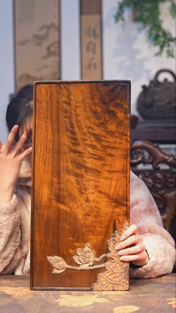 金丝楠红**?小叶桢楠【82】纯手工 整板精雕 大漆干料茶盘