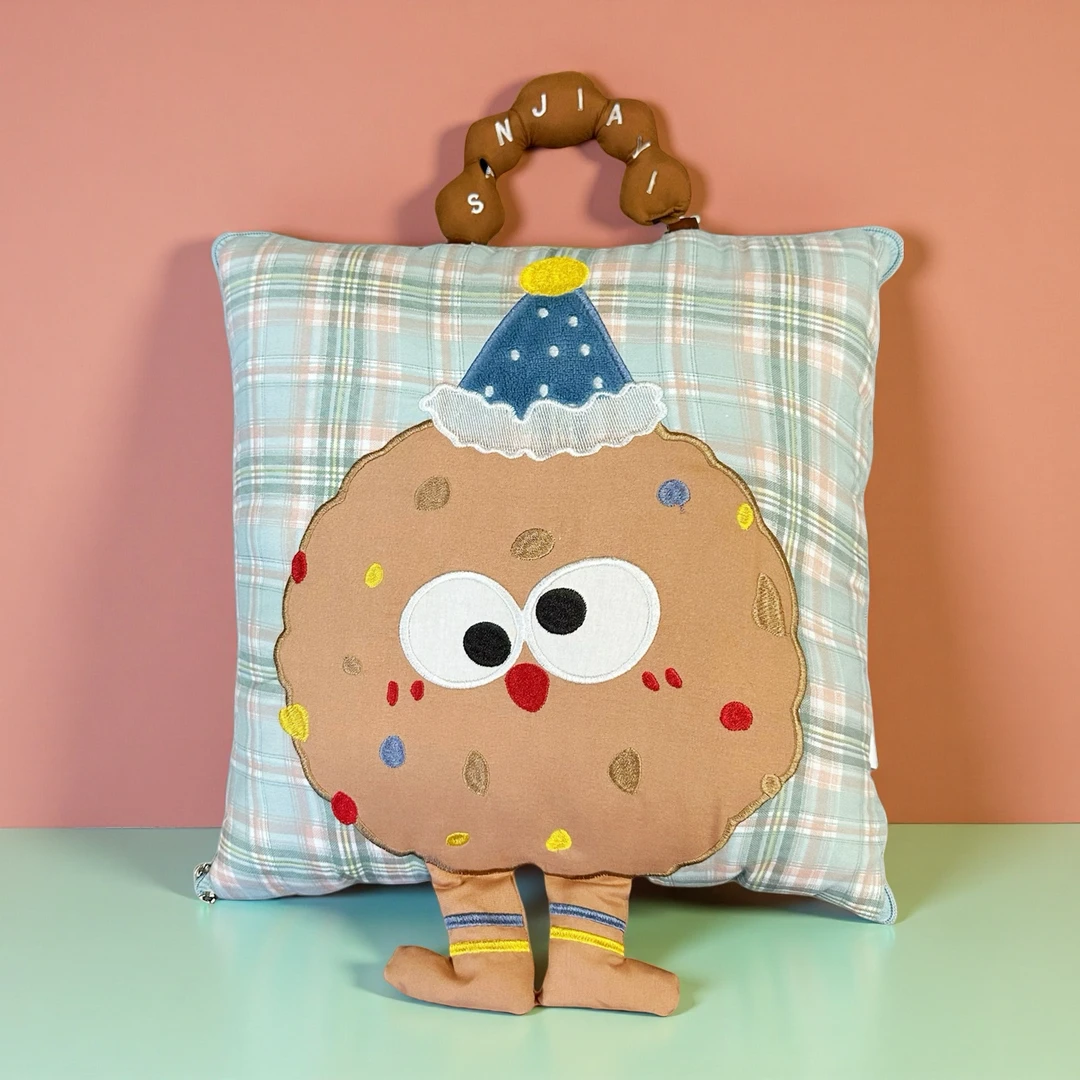 福【四季曲奇绿色小号】可爱水洗可折叠两用车载空调抱枕被多功能