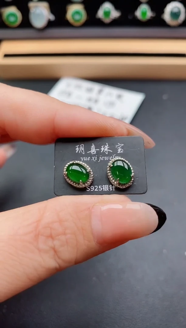 银S925镶嵌戒指翡翠1