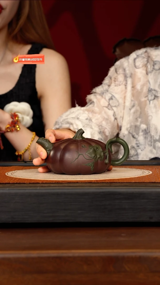 茶壶紫砂宜兴紫砂WJ 双色 南瓜壶