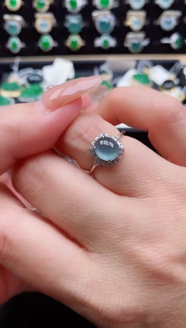 银S925镶嵌戒指翡翠1