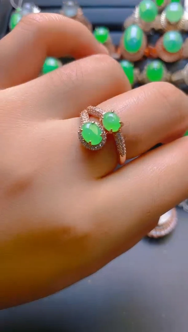 【闪购商品】翡翠耳饰银S925镶嵌天然A货翡翠1