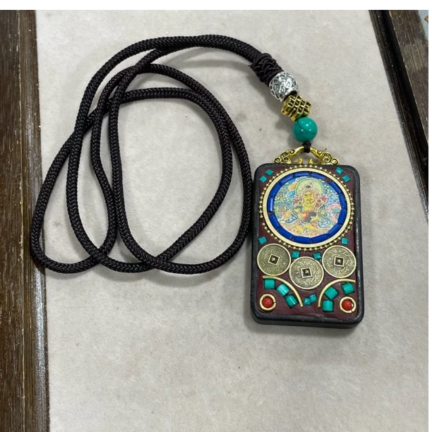 非金属木质吊坠 B872藏风唐卡项链手工编织民族风