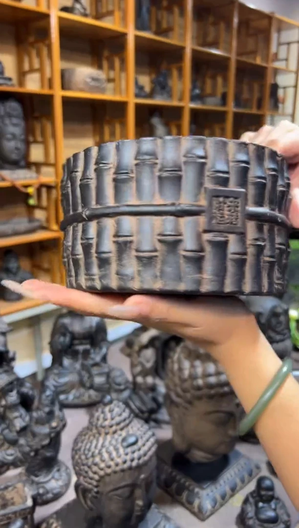 陶土时来运转竹节盆