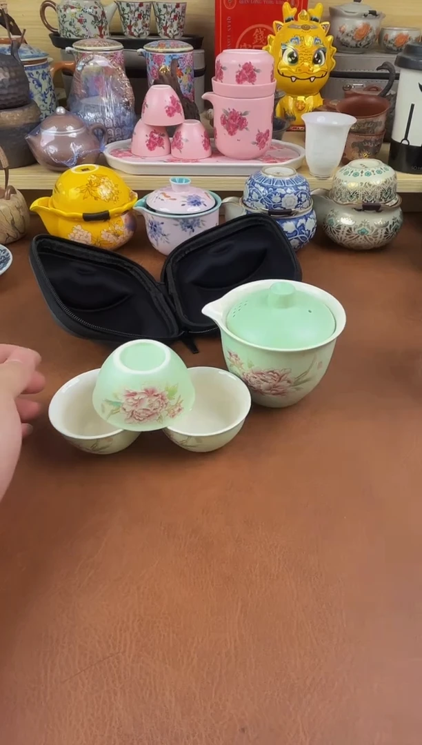 陶瓷茶具摆件旅行套组