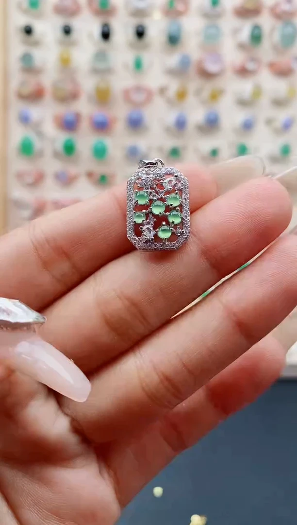 【闪购商品】翡翠戒指银S925镶嵌缅甸天然A货翡翠111  2+6