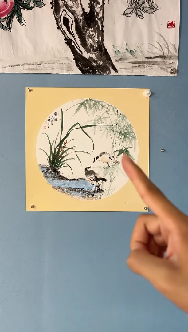 国画许宜锦花鸟竹子兰花