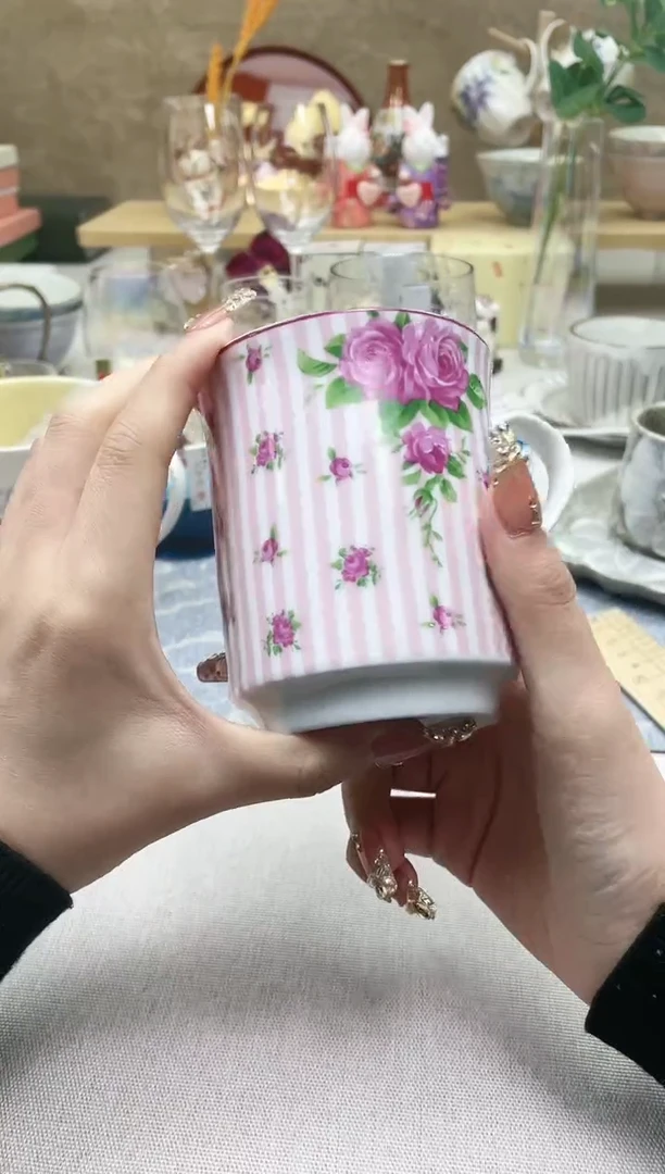 【闪购商品】摆件/盘子/杯子粉牡丹马克杯