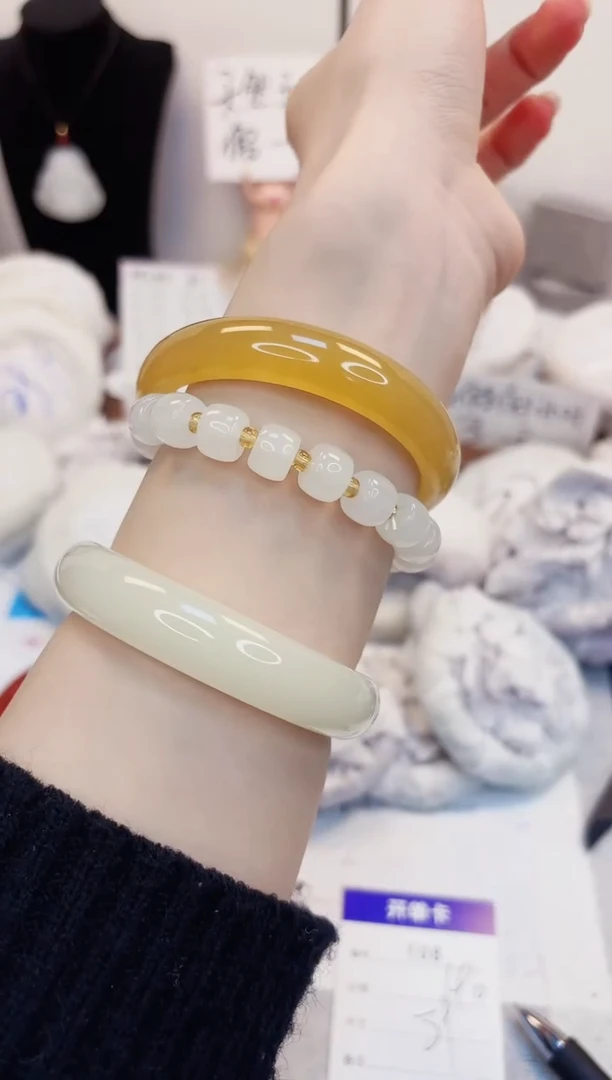 【闪购商品】石英质玉手镯未镶嵌108-财气镯-圈口58