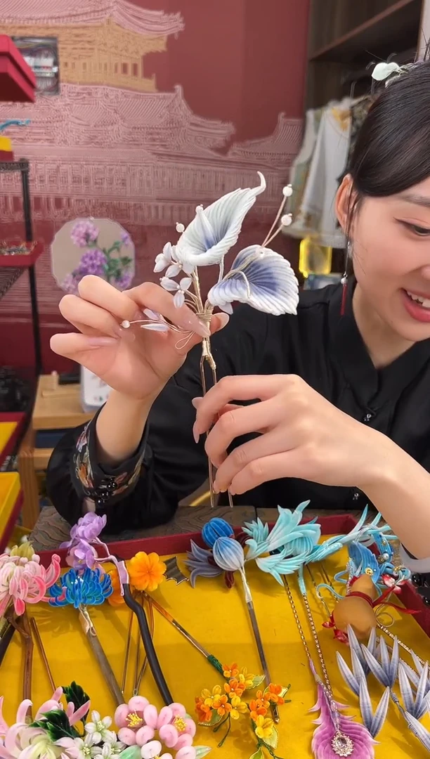 【闪购商品】刺绣 非遗绒花（发饰）