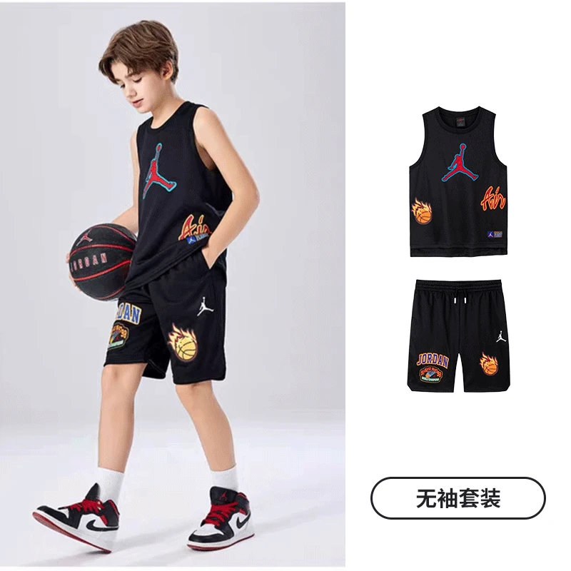 AIR JORDAN篮球服夏季运动男童透气速干背心套装C644/5