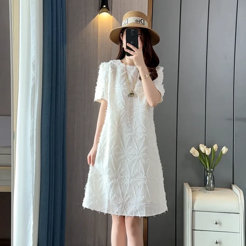 新款夏日复古显瘦设计师风格温柔宽松连衣裙306