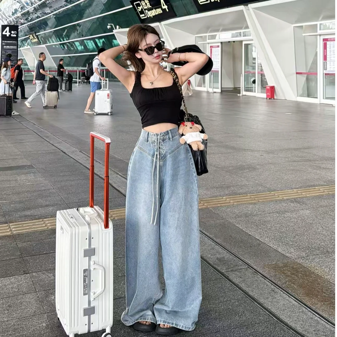 【YKL】沉着墨墨  黑色性感辣妹褶皱肩带大方领背心吊带