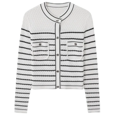 圆领长袖时尚条纹设计师秋冬秋季粗针织衫-8582