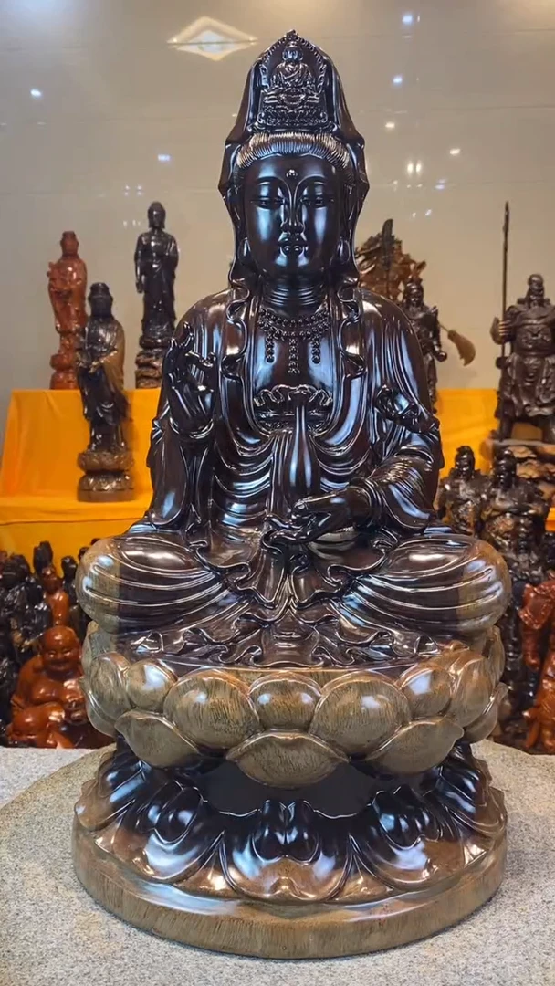 风车木（黑檀木）木雕款一*～坐姿款观音