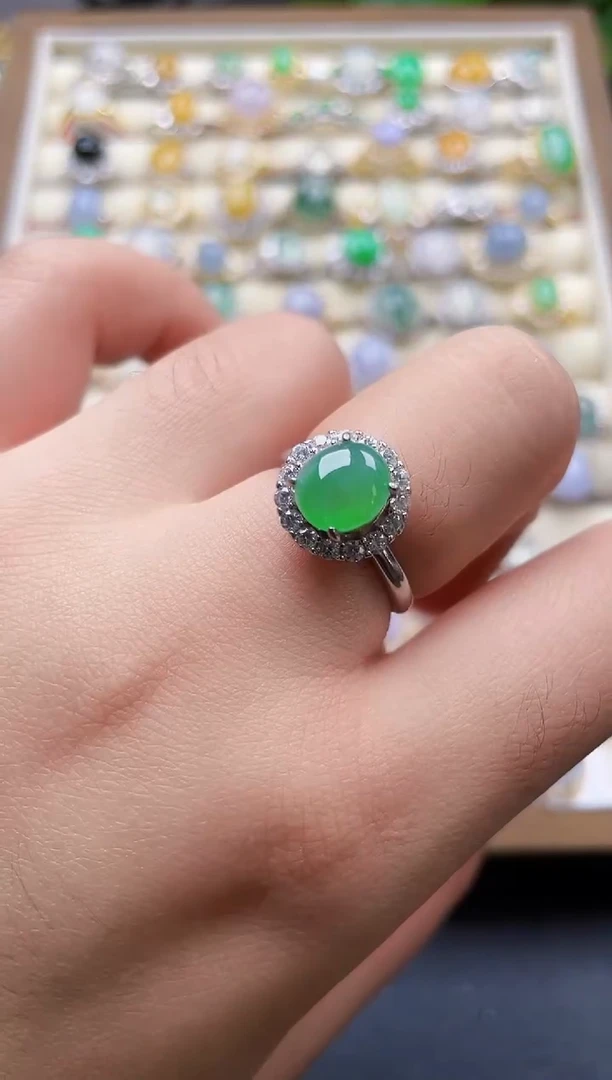 银S925镶嵌戒指翡翠147