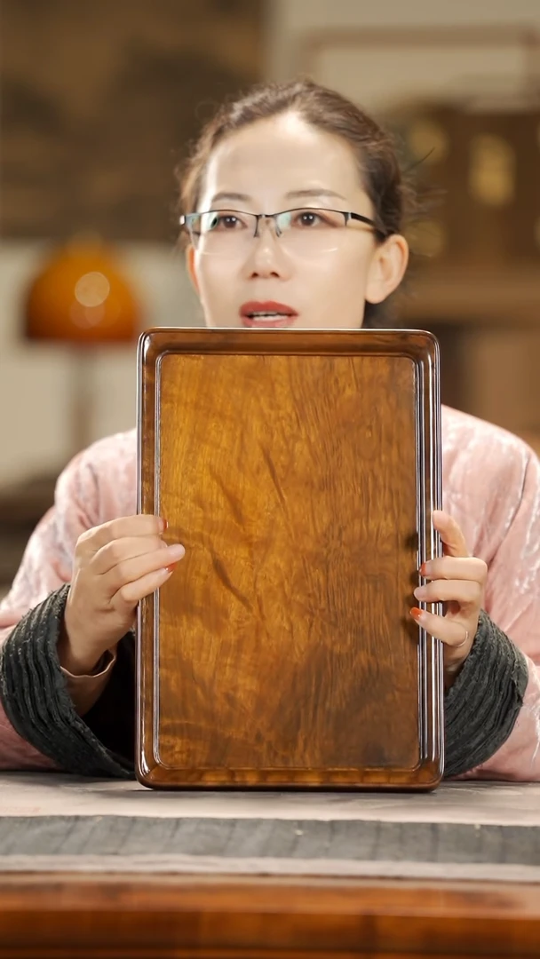 【闪购商品】金丝楠木雕805闪电纹文承盘