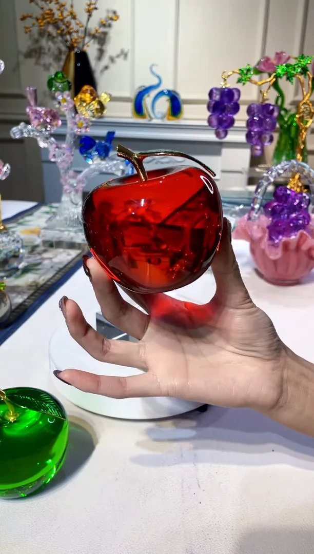 手工艺品琉璃水晶红色苹果