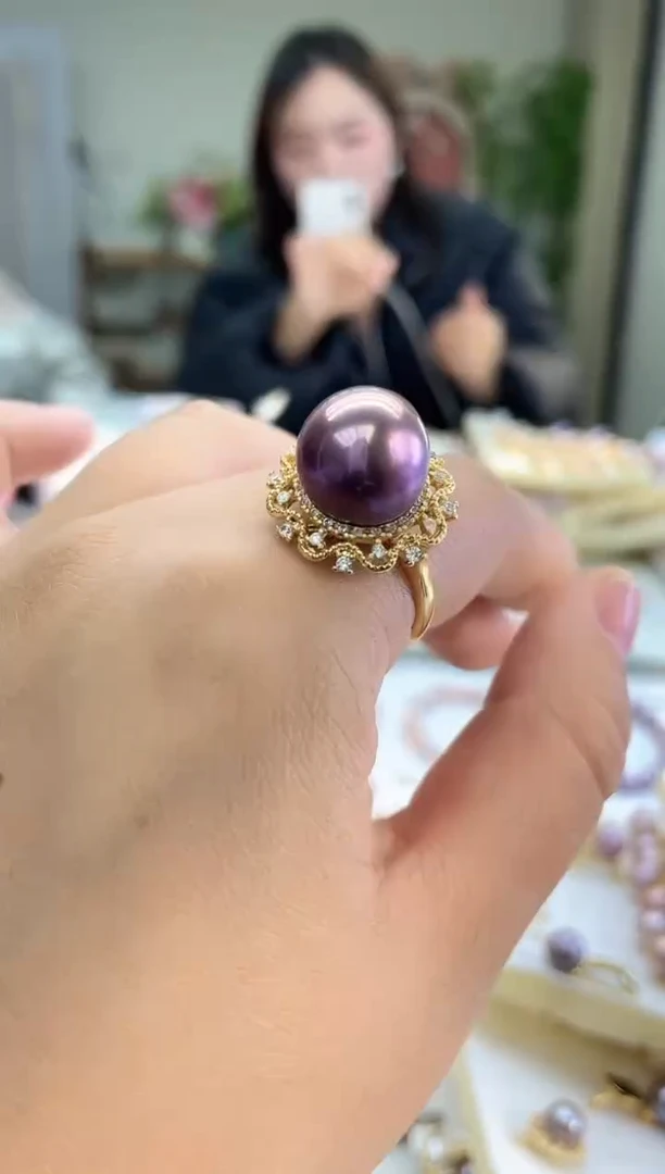未镶嵌戒指淡水珍珠紫色系 13-14mm