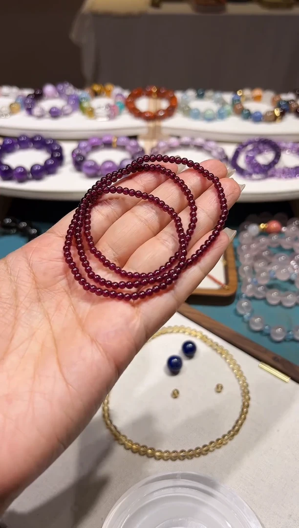 未镶嵌手链石榴石巴西紫牙乌石榴石卡3.3