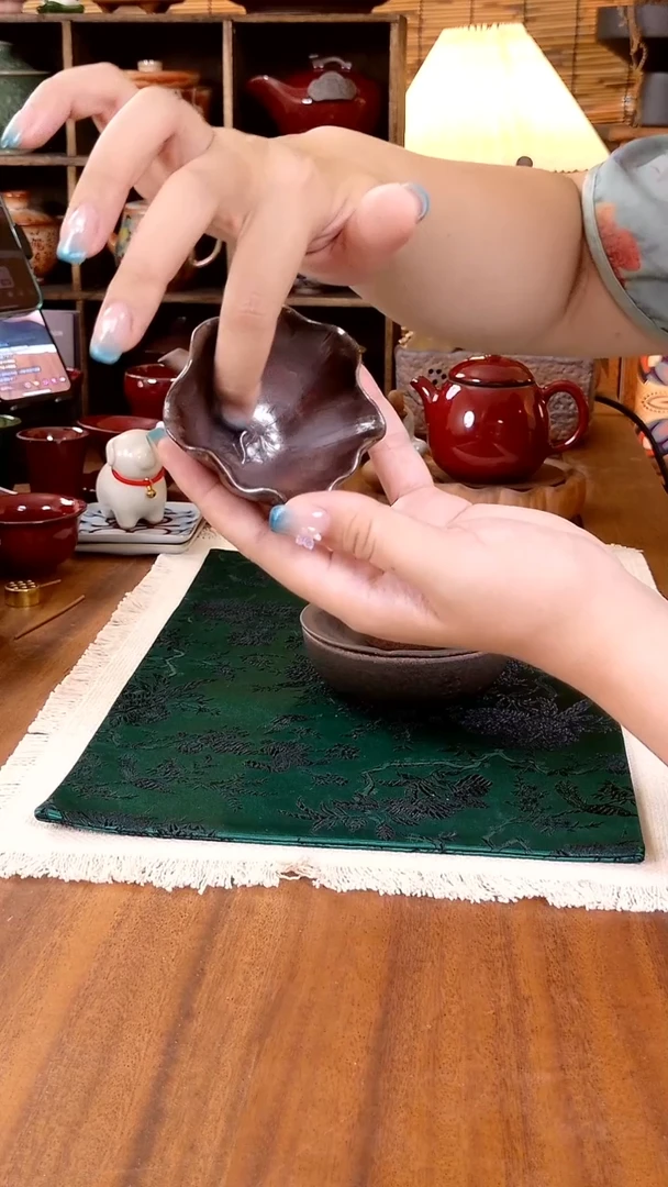 清水粗陶荷叶杯主人杯