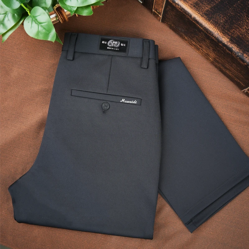 牧威帝秋冬男士轻薄直筒高腰防皱高级西裤顺滑垂感男款休闲裤