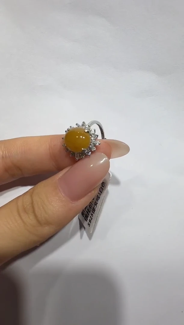 银S925镶嵌戒指翡翠925银镶翡翠戒指镶嵌37