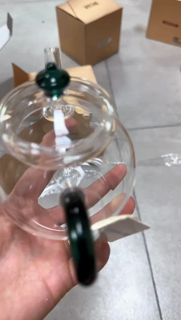 玻璃手工艺品风谜金标百纳壶墨绿