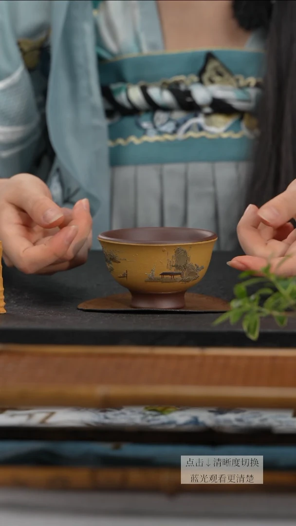 茶壶紫砂老紫泥泥绘主人杯嵇芳手作