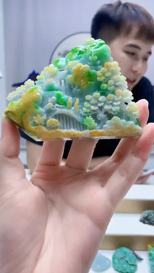 未镶嵌定制翡翠4868zm-毛货挂件山水89