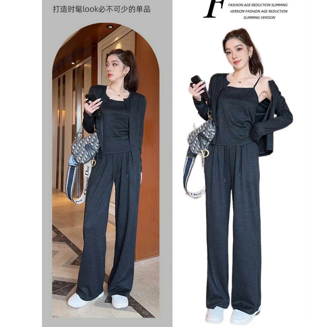 2025春季糯米套装休闲时尚女高级感韩系气质三件套流行洋气显瘦