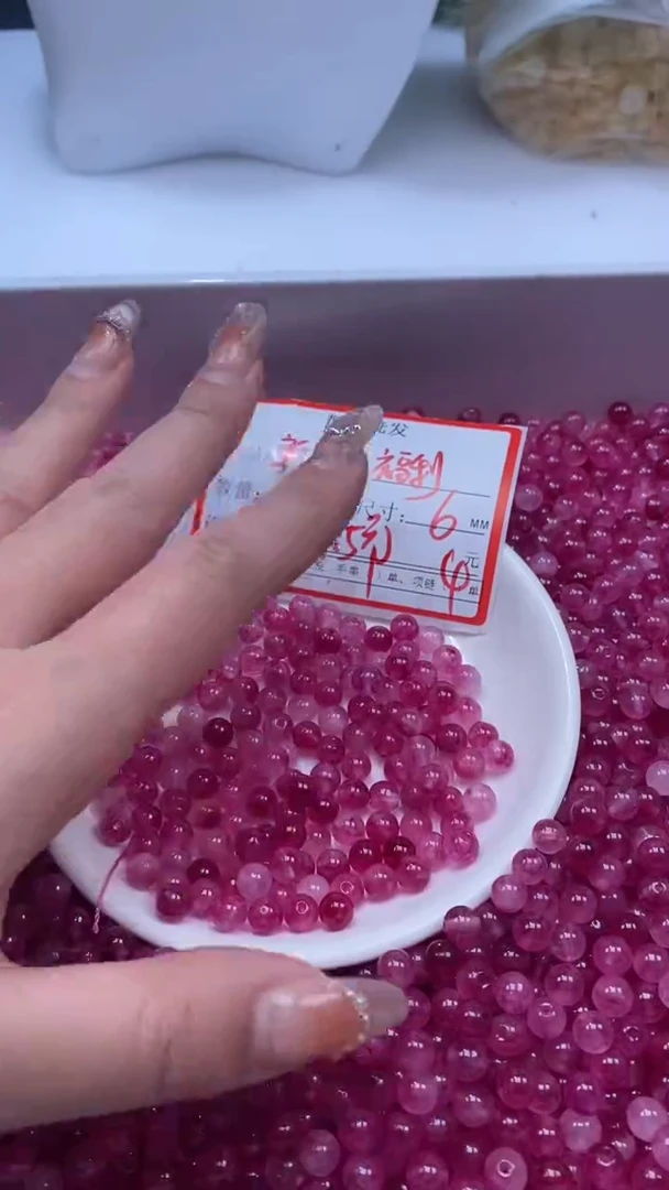 颈饰未镶嵌水晶w3257卢比来粉紫碧玺6mm*30颗