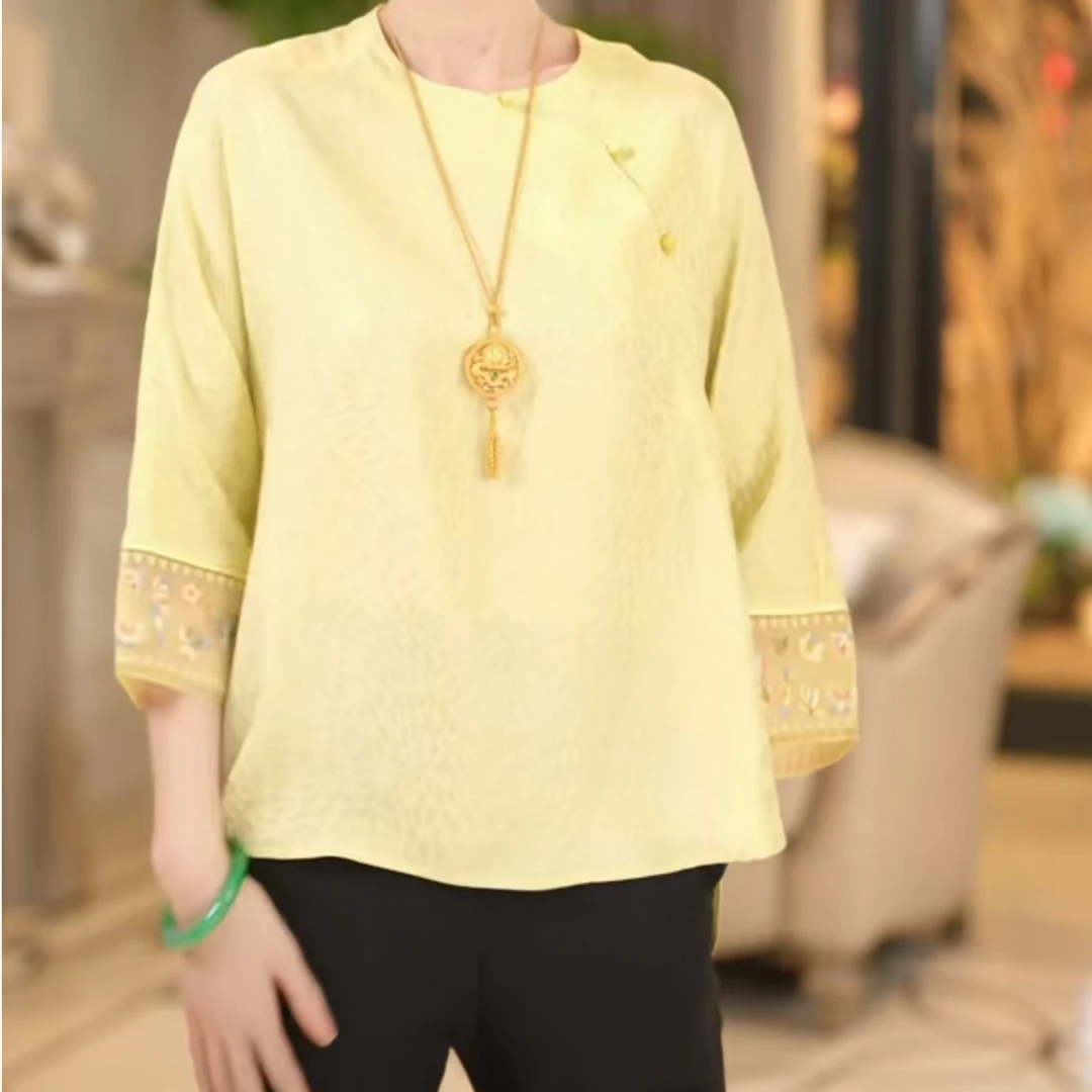 EDFNOT/杨红霞汝意GP金皮桑蚕丝上衣