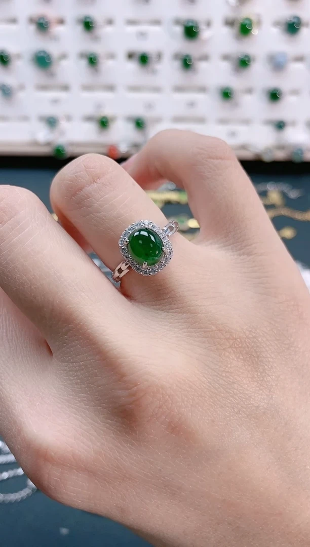 【闪购商品】翡翠戒指银S925镶嵌天然翡翠