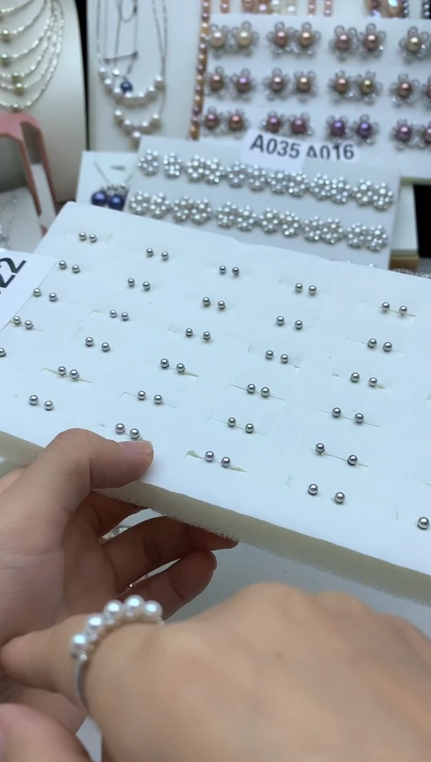 银S925镶嵌耳饰海水珍珠多样性发其一3mm