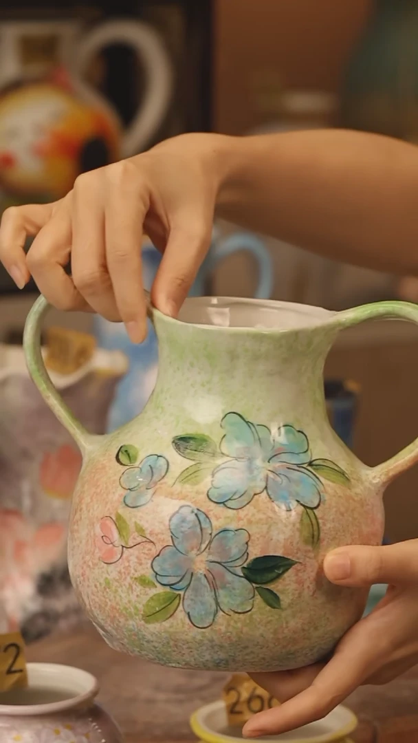 陶瓷景德镇设计师手作花器摆件侘寂风@M494@