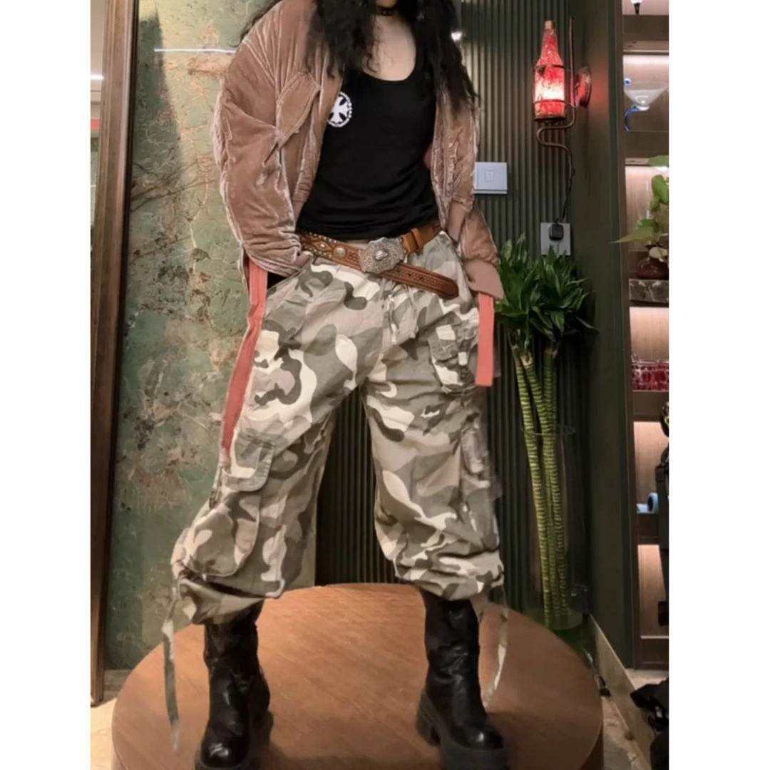 新款薄款迷彩工装裤休闲女帅气微瑕疵