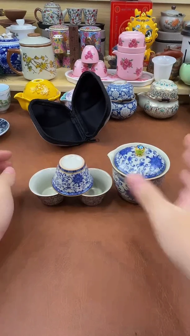 陶瓷茶具摆件旅行套组