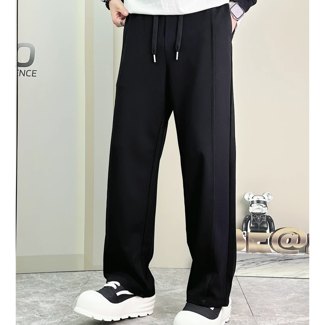 8611潮牌高品质男士夏季薄款休闲裤直筒拼接条纹宽松长裤