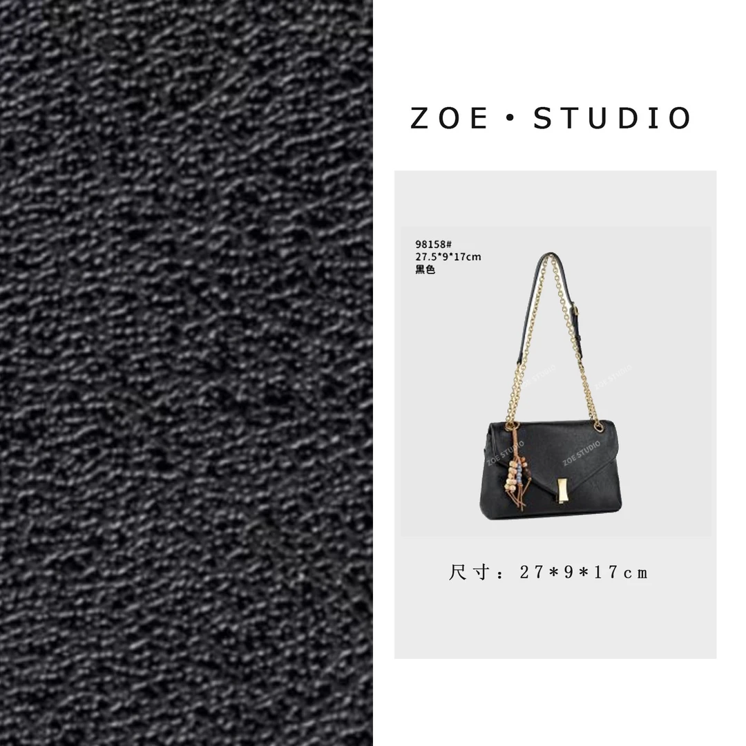 【佐伊甄选】QYX-98158-黑色轻奢女士时尚小众真皮单肩挎包