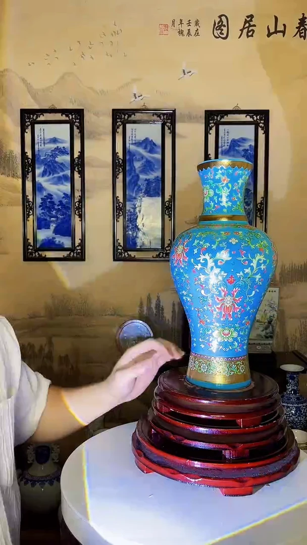 摆件蓝色瓷胎珐琅彩