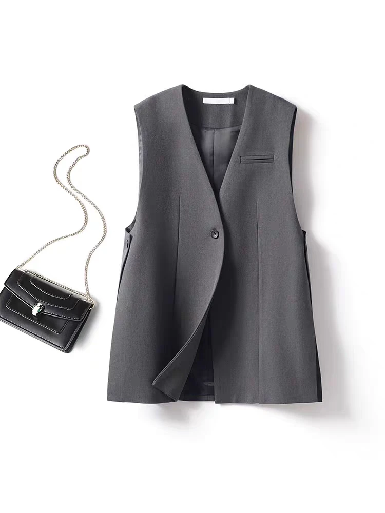 欧货灰色西装马甲外套女款2026年春秋新款网红爆款高级感坎肩外套