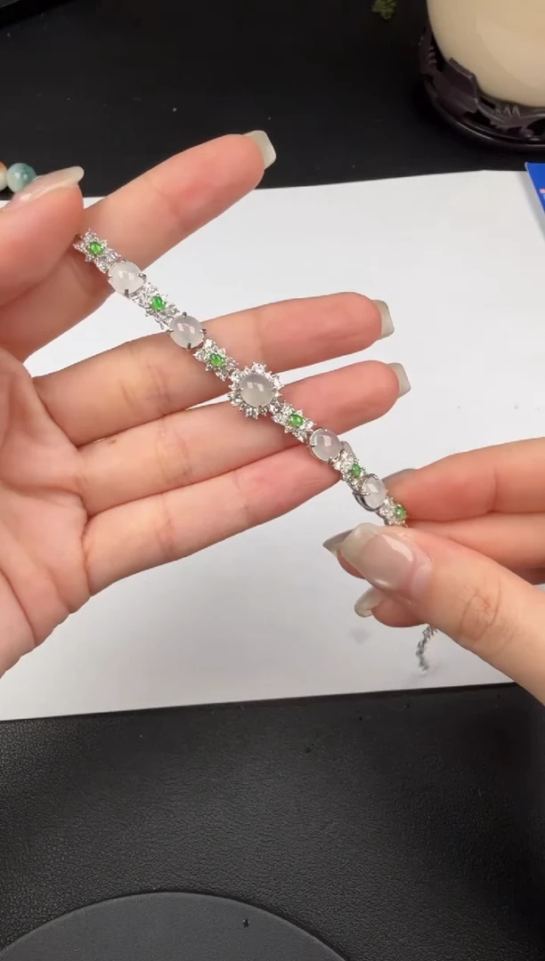 银S925镶嵌手链翡翠翡翠饰品-126